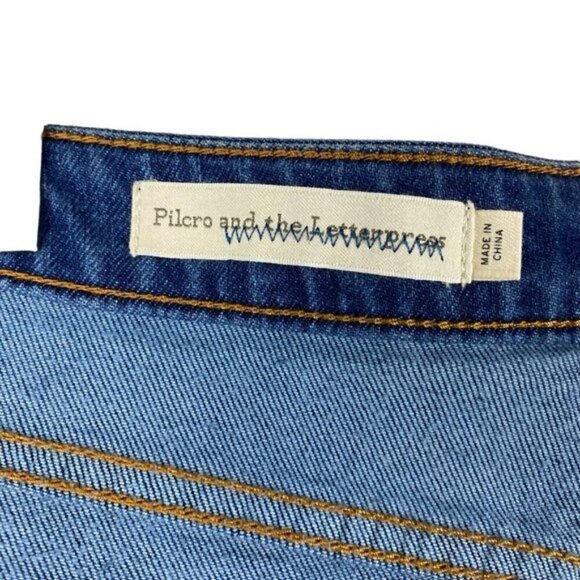 Anthropologie Pilcro and the Letterpress High Rise Flare Ankle Raw Hem Blue 29 - Picture 12 of 16